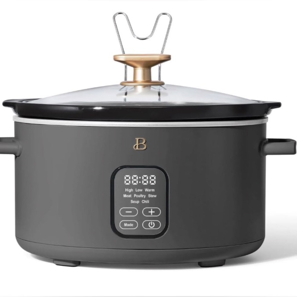 NWT Beautiful 6 Qt Programmable Slow Cooker, Oyster Gray by Drew Barrymore.